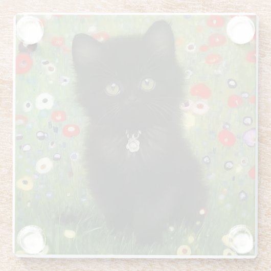 Gustav Klimt Kitten Glasuntersetzer (Rückseite)
