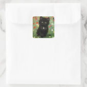 Gustav Klimt Kitten Quadratischer Aufkleber (Tasche)