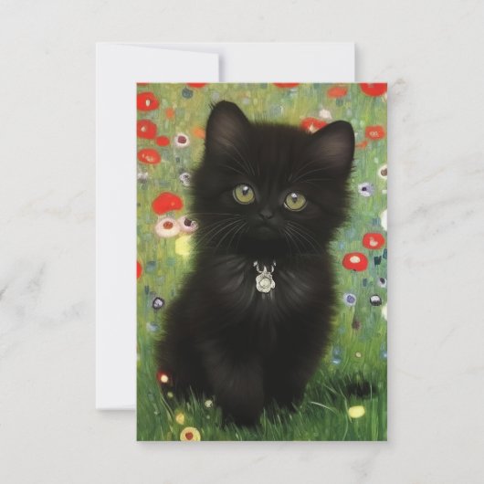 Gustav Klimt Kitten RSVP Karte (Vorderseite)