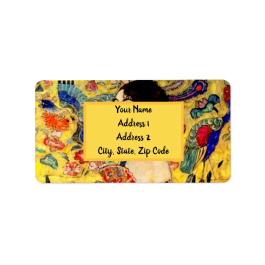 Gustav Klimt Lady mit Fan Adressaufkleber (Vorne)