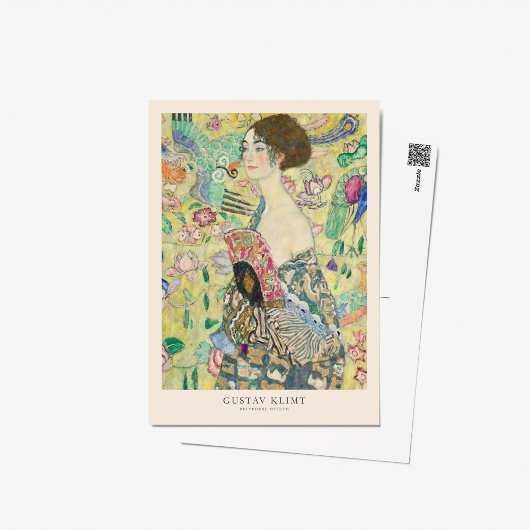 Gustav Klimt Lady mit Fan Art Exhibition Poster Postkarte