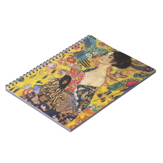 Gustav Klimt Lady mit Fan Art Nouveau Malerei Notizblock (Linke Seite)