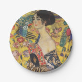 Gustav Klimt Lady mit Fan Art Nouveau Malerei Pappteller (Vorderseite)