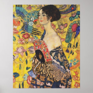 Gustav Klimt Lady mit Fan Art Nouveau Malerei Poster