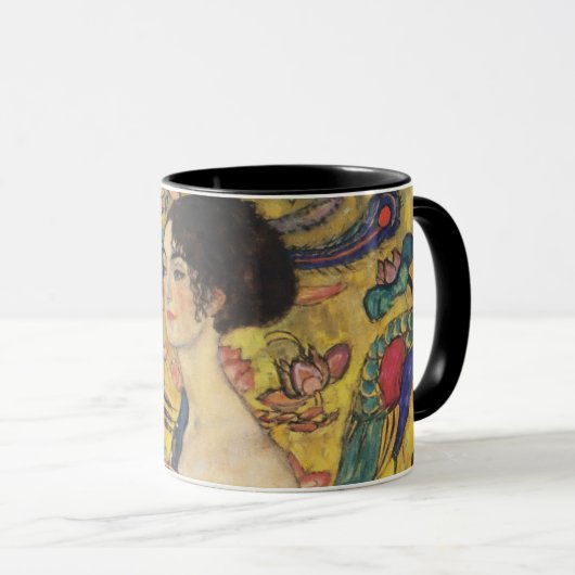 Gustav Klimt Lady mit Fan Art Nouveau Malerei Tasse (VorderseiteRechts)
