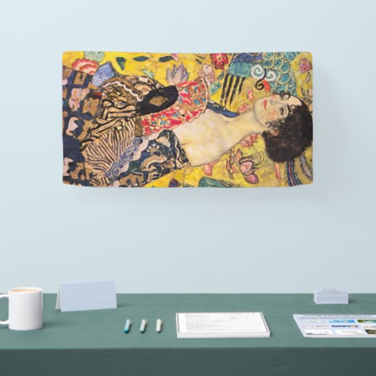 Gustav Klimt - Lady mit Fan Banner (Messe)