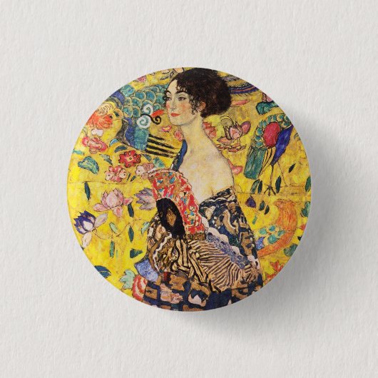 Gustav Klimt Lady mit Fan Button (Vorderseite)