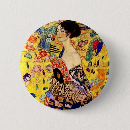 Gustav Klimt Lady mit Fan Button (Vorderseite)