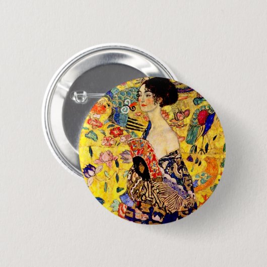 Gustav Klimt Lady mit Fan Button (Vorne & Hinten)