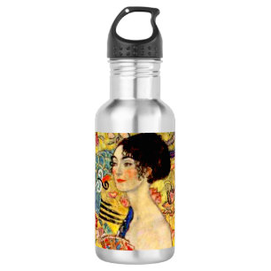 Gustav Klimt Lady mit Fan Edelstahlflasche