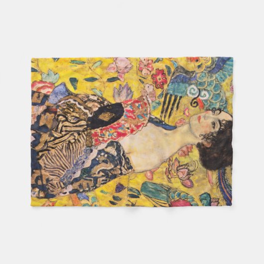 Gustav Klimt - Lady mit Fan Fleecedecke (Vorderseite (Horizontal))