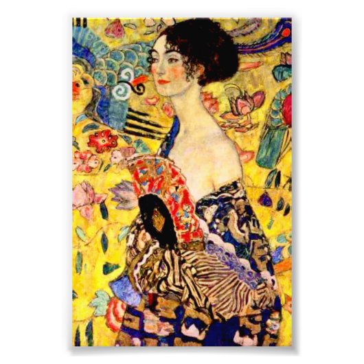 Gustav Klimt Lady mit Fan Fotodruck (Vorne)