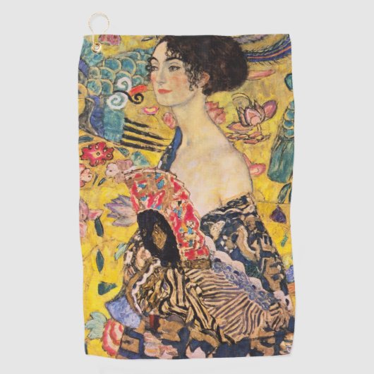 Gustav Klimt - Lady mit Fan Golfhandtuch (Vorderseite)