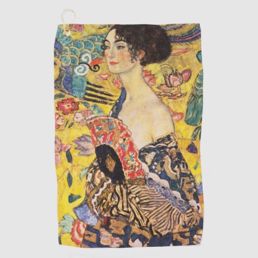 Gustav Klimt Lady mit Fan Golfhandtuch (Vorderseite)