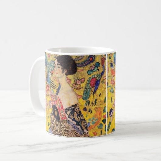 Gustav Klimt - Lady mit Fan Kaffeetasse (Vorderseite Links)