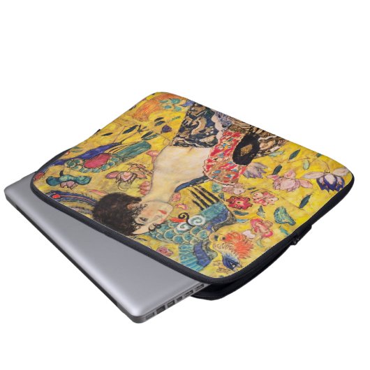Gustav Klimt - Lady mit Fan Laptopschutzhülle (Vorne Knopf)