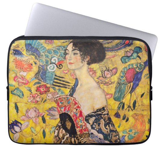 Gustav Klimt - Lady mit Fan Laptopschutzhülle (Vorderseite)