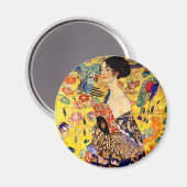 Gustav Klimt Lady mit Fan Magnet (Vorderseite/Rückseite)