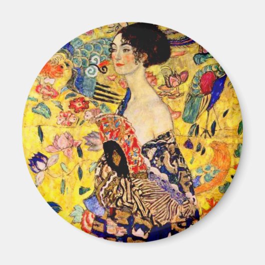 Gustav Klimt Lady mit Fan Magnet (Vorne)