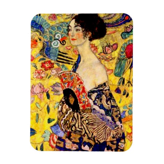 Gustav Klimt Lady mit Fan Magnet (Vertikal)