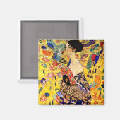 Gustav Klimt Lady mit Fan Magnet (Vorderseite/Rückseite)