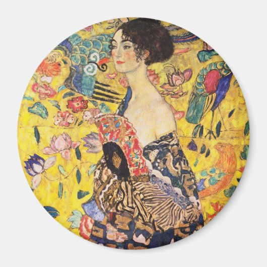 Gustav Klimt Lady mit Fan Magnet (Vorne)