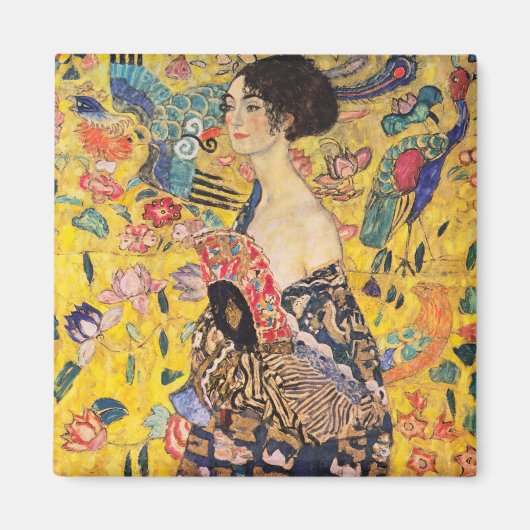 Gustav Klimt - Lady mit Fan Magnet (Vorne)
