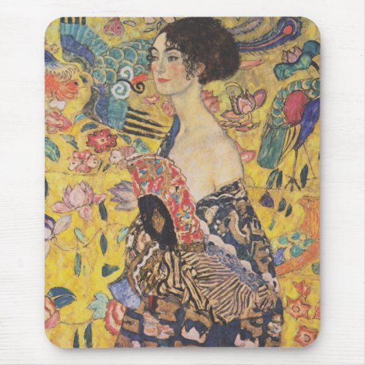 Gustav Klimt Lady mit Fan-Mauspad Mousepad (Vorne)