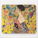 Gustav Klimt - Lady mit Fan Mousepad<br><div class="desc">Lady with Fan - Gustav Klimt,  Oil on Leinwand,  1917-1918</div>