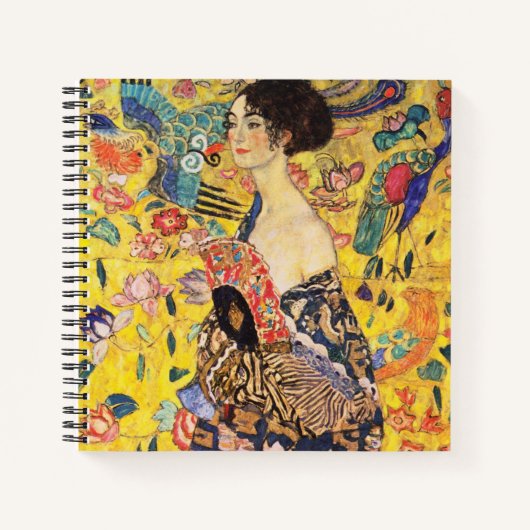 Gustav Klimt Lady mit Fan Notizblock (Vorderseite)