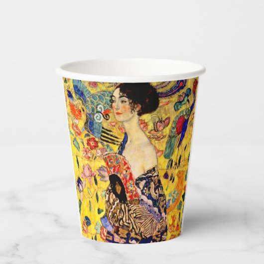 Gustav Klimt Lady mit Fan Pappbecher (Vorderseite)
