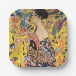 Gustav Klimt - Lady mit Fan Pappteller