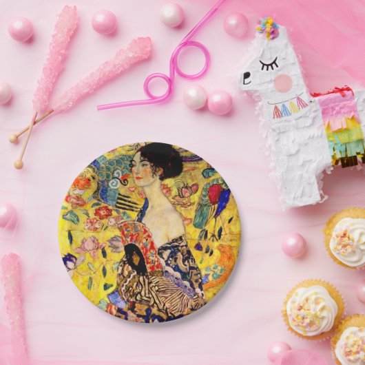 Gustav Klimt Lady mit Fan Pappteller (Party)