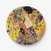 Gustav Klimt Lady mit Fan Pappteller (Vorderseite)
