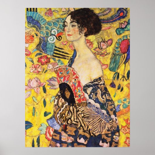 Gustav Klimt Lady mit Fan Poster (Vorne)