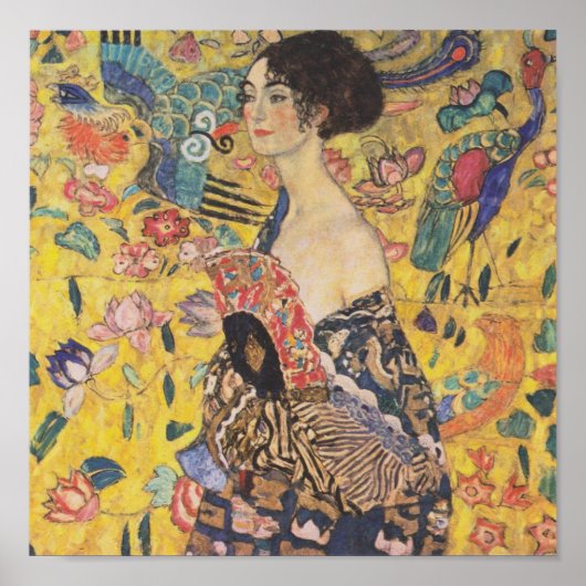 Gustav Klimt Lady mit Fan Poster (Vorne)