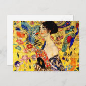 Gustav Klimt Lady mit Fan Postkarte (Vorne/Hinten)
