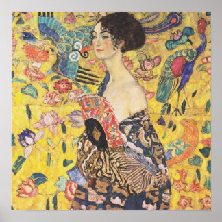 Gustav Klimt - Lady mit Fan Reproduction Poster