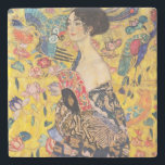 Gustav Klimt - Lady mit Fan Steinuntersetzer<br><div class="desc">Lady with Fan - Gustav Klimt,  Oil on Leinwand,  1917-1918</div>