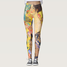 Gustav Klimt Lady mit Fan Vintage Jugendstil Leggings