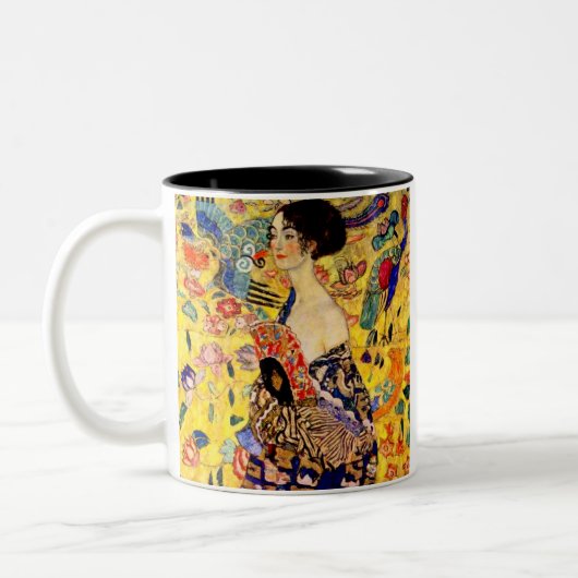 Gustav Klimt Lady mit Fan Zweifarbige Tasse (Links)