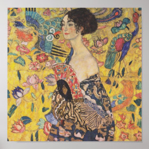 Gustav Klimt Lady mit Fanplakat Poster