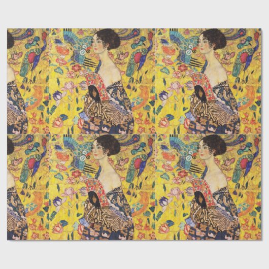 Gustav Klimt Lady mit Lüfter Geschenkpapier (Flach)