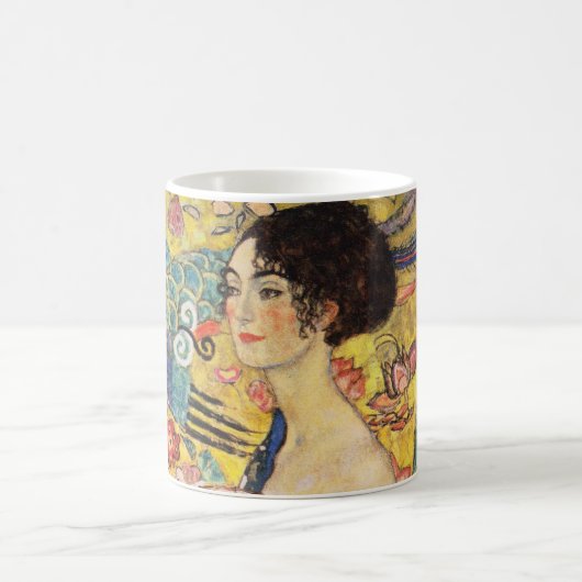 Gustav Klimt Lady mit Lüfter Kaffeetasse (Mittel)