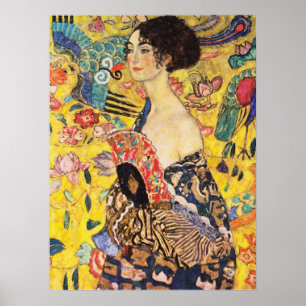 Gustav Klimt Lady mit Lüfter Poster