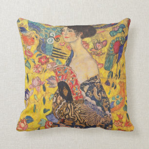 Gustav Klimt Lady mit Vintagem Throw Kissen
