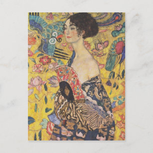 Gustav Klimt Lady With Fan Postcard Postkarte
