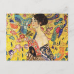 Gustav Klimt Lady With Fan Postkarte<br><div class="desc">Gustav Klimt Lady With Fan Postcard</div>