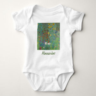 Gustav Klimt - Landgarten mit Sonnenblumen Baby Strampler