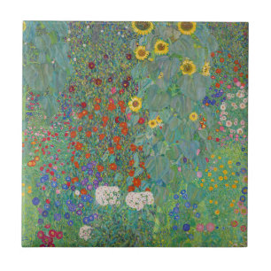 Gustav Klimt - Landgarten mit Sonnenblumen Fliese